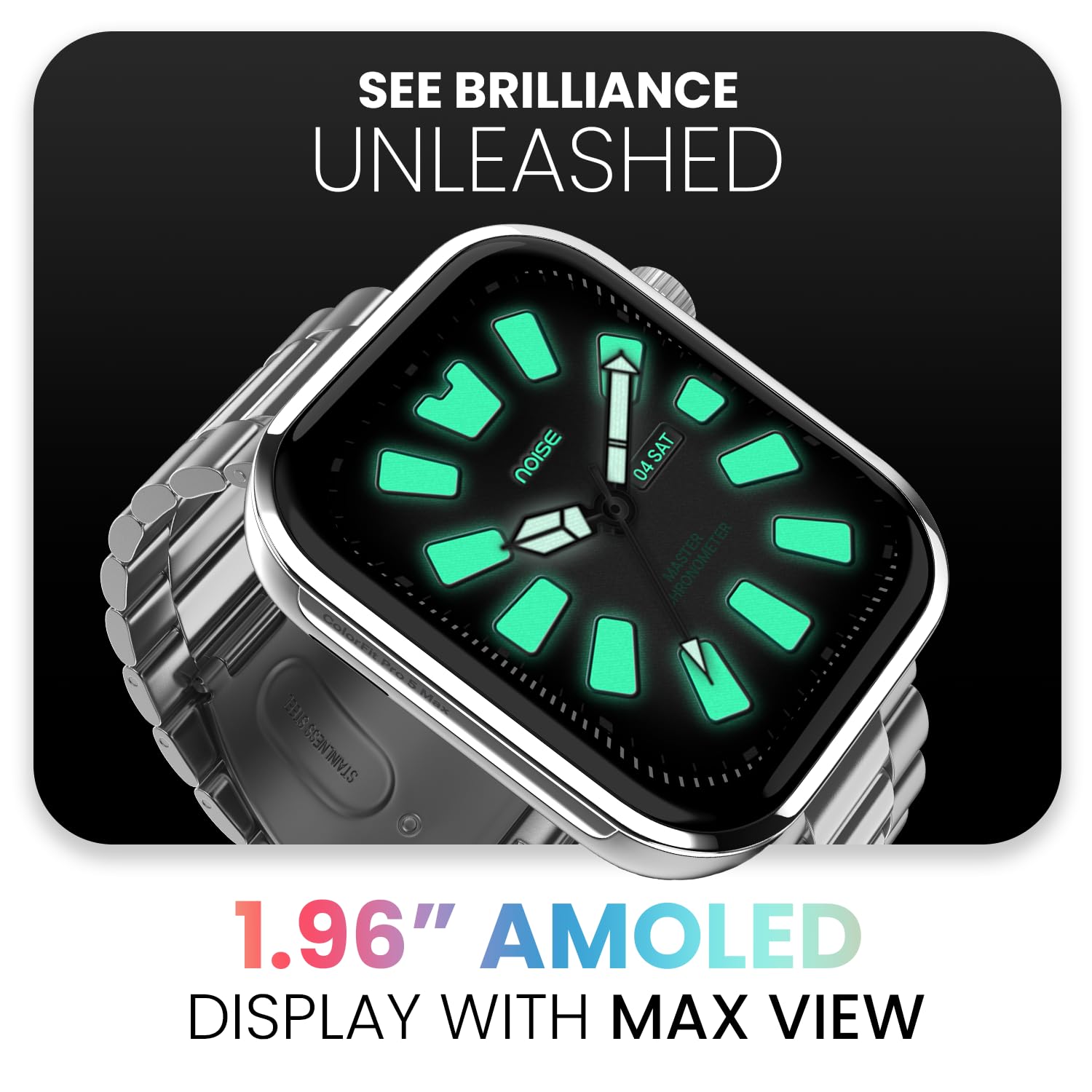 Noise ColorFit Pro 5 Max 1.96" AMOLED Display Smart Watch, BT Calling, Post Training Workout Analysis, VO2 Max, Rapid Health, 5X Faster Data Transfer - Jet Black