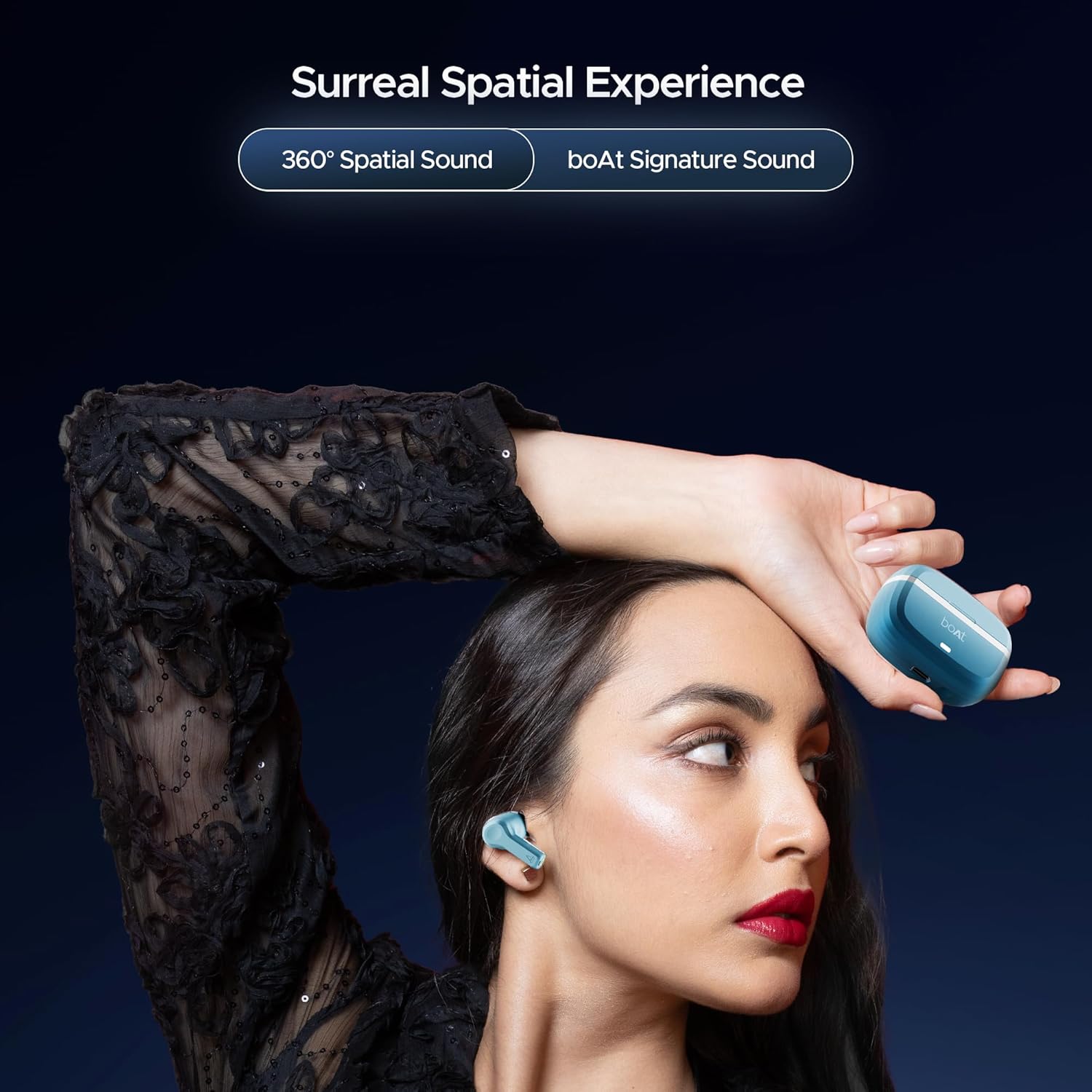boAt Nirvana Space Truly Wireless in-Ear Earbuds w/ 360º Spatial Audio, ANC (~32dB),100HRS Playback,4 Mics w/AI-ENx™,in-Ear Detection,DLC Drivers, Multipoint Connectivity Ear Buds TWS (Cosmic Black)