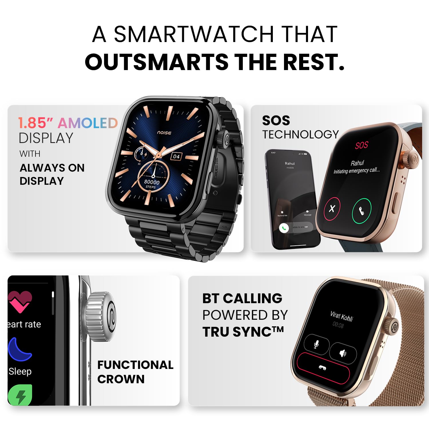 Noise ColorFit Pro 5 Max 1.96" AMOLED Display Smart Watch, BT Calling, Post Training Workout Analysis, VO2 Max, Rapid Health, 5X Faster Data Transfer - Jet Black