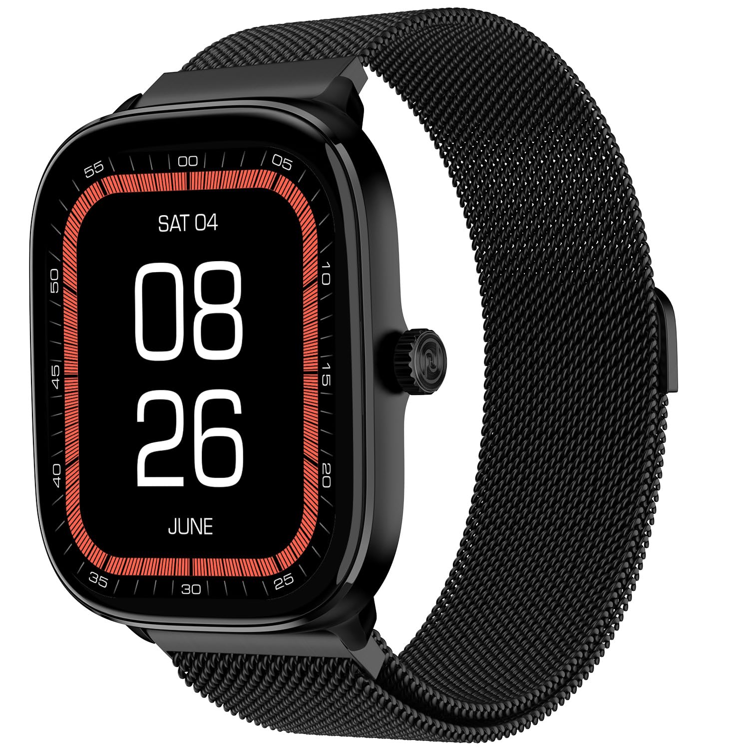 Noise New Macro Smart Watch with 2.0” HD Display,Metallic Finish BT Calling, Functional Crown, 7 Days Battery Life, Sleep Tracking, 200+ Watch Faces (Elite Black)