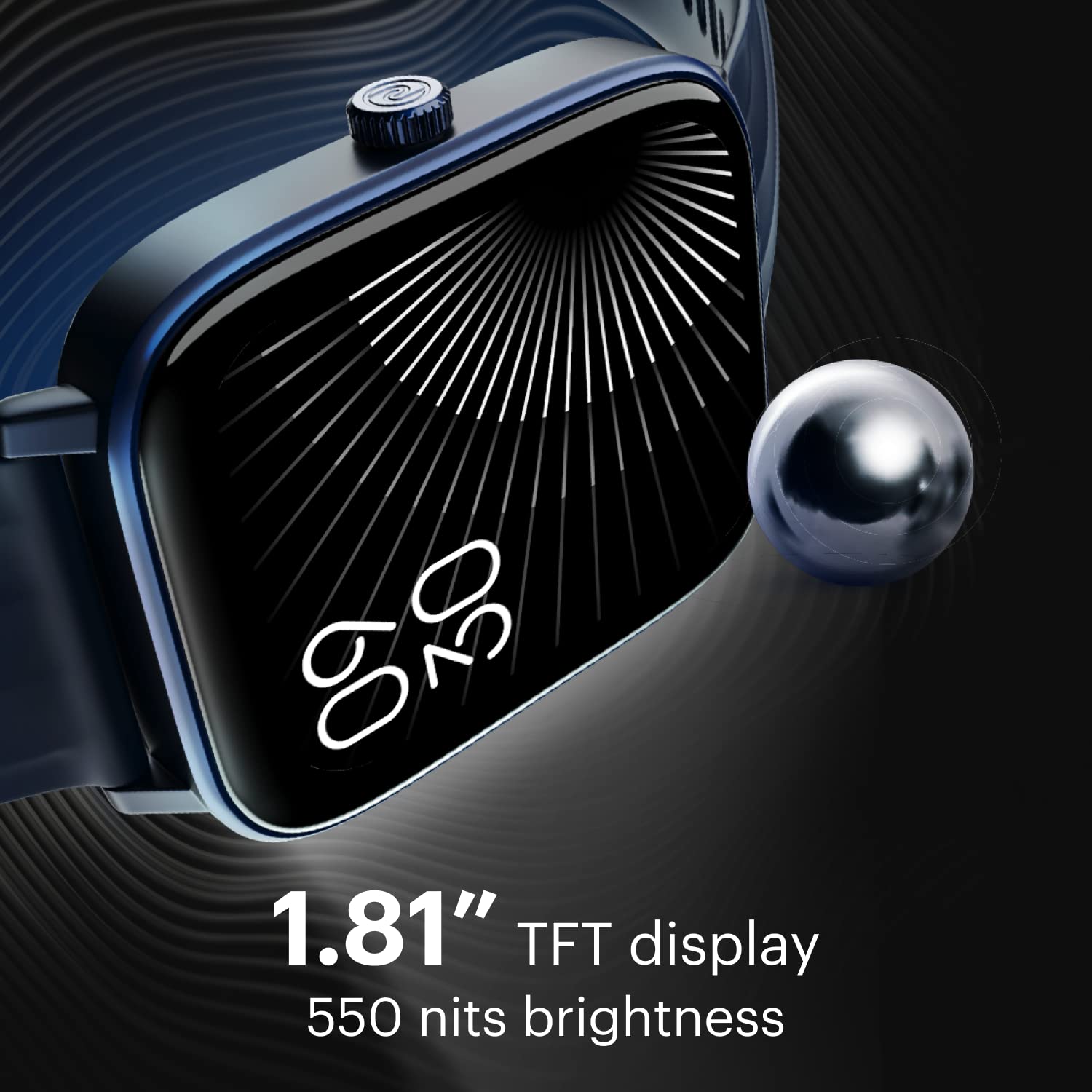 Noise New Macro Smart Watch with 2.0” HD Display,Metallic Finish BT Calling, Functional Crown, 7 Days Battery Life, Sleep Tracking, 200+ Watch Faces (Elite Black)
