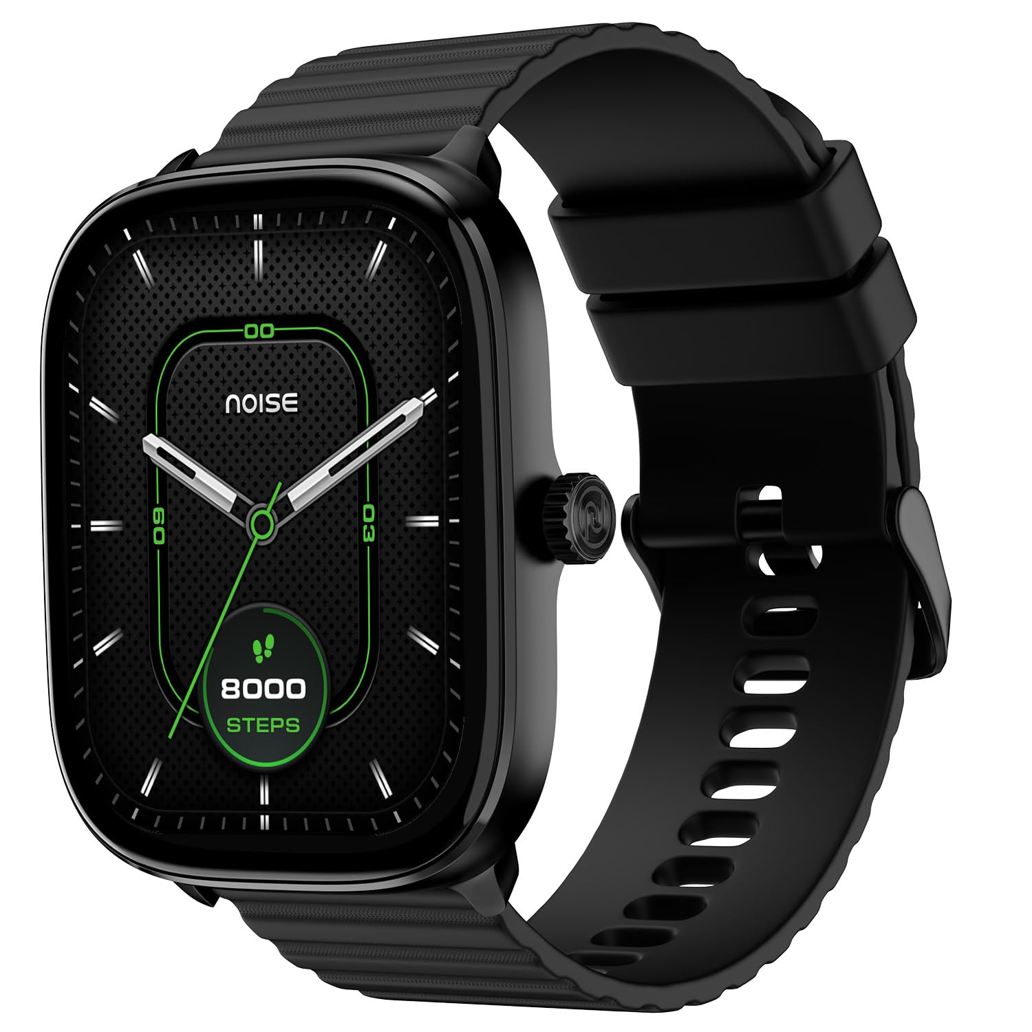 Noise New Macro Smart Watch with 2.0” HD Display,Metallic Finish BT Calling, Functional Crown, 7 Days Battery Life, Sleep Tracking, 200+ Watch Faces (Elite Black)