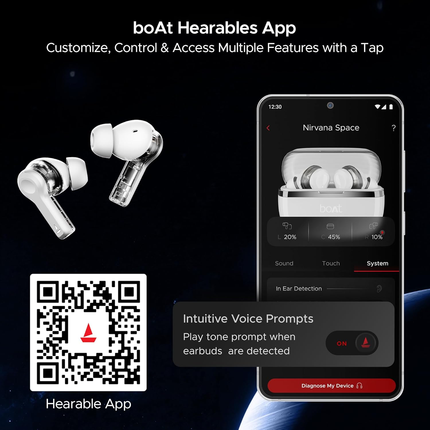 boAt Nirvana Space Truly Wireless in-Ear Earbuds w/ 360º Spatial Audio, ANC (~32dB),100HRS Playback,4 Mics w/AI-ENx™,in-Ear Detection,DLC Drivers, Multipoint Connectivity Ear Buds TWS (Cosmic Black)