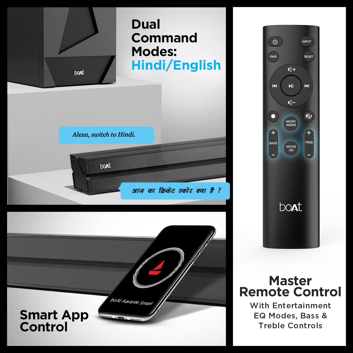 boAt Aavante Bar 4000DA with Dolby Atmos 3D 200 W Bluetooth Soundbar (Premium Black, 2.1 Channel)