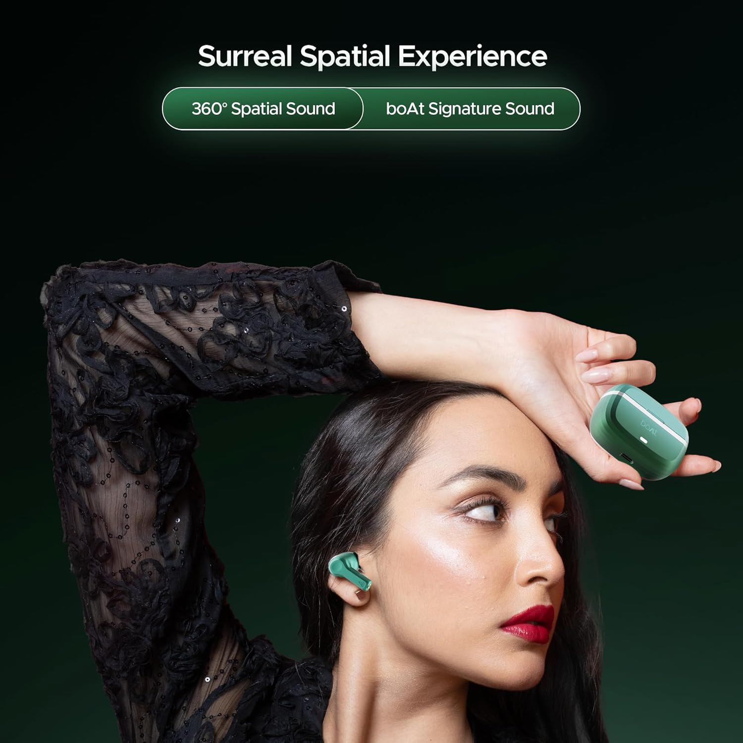 boAt Nirvana Space Truly Wireless in-Ear Earbuds w/ 360º Spatial Audio, ANC (~32dB),100HRS Playback,4 Mics w/AI-ENx™,in-Ear Detection,DLC Drivers, Multipoint Connectivity Ear Buds TWS (Cosmic Black)
