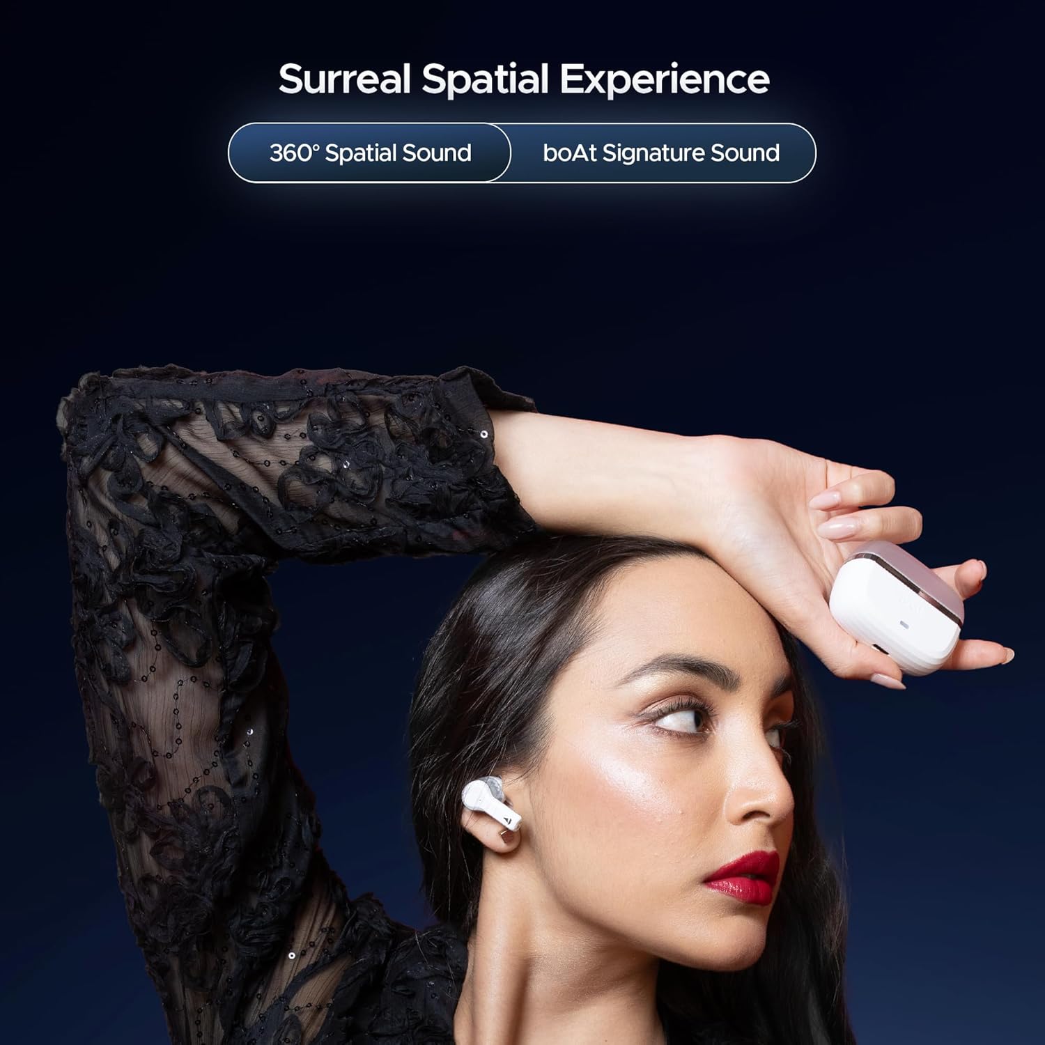 boAt Nirvana Space Truly Wireless in-Ear Earbuds w/ 360º Spatial Audio, ANC (~32dB),100HRS Playback,4 Mics w/AI-ENx™,in-Ear Detection,DLC Drivers, Multipoint Connectivity Ear Buds TWS (Cosmic Black)