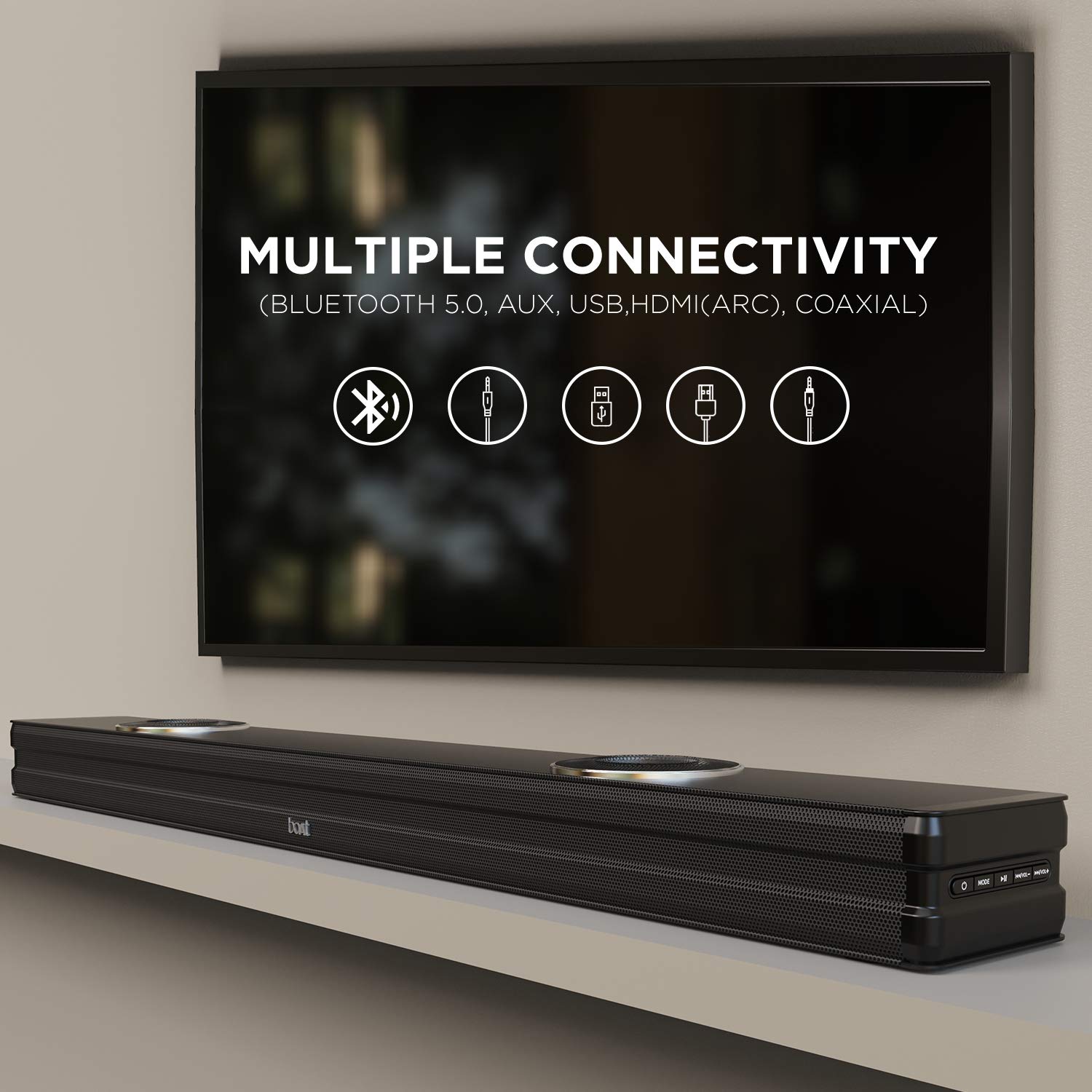 boAt Aavante Bar 4000DA with Dolby Atmos 3D 200 W Bluetooth Soundbar (Premium Black, 2.1 Channel)