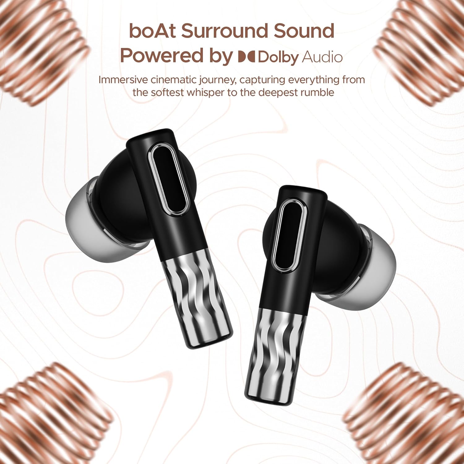 boAt Nirvana Zenith TWS in-Ear Earbuds w/Dolby Audio, 50dB ANC, Adaptive EQ Powered by Mimi, 6-Mic AI-ENx™, 50 Hrs. Playback & Hearables App Support(Mystique Black)