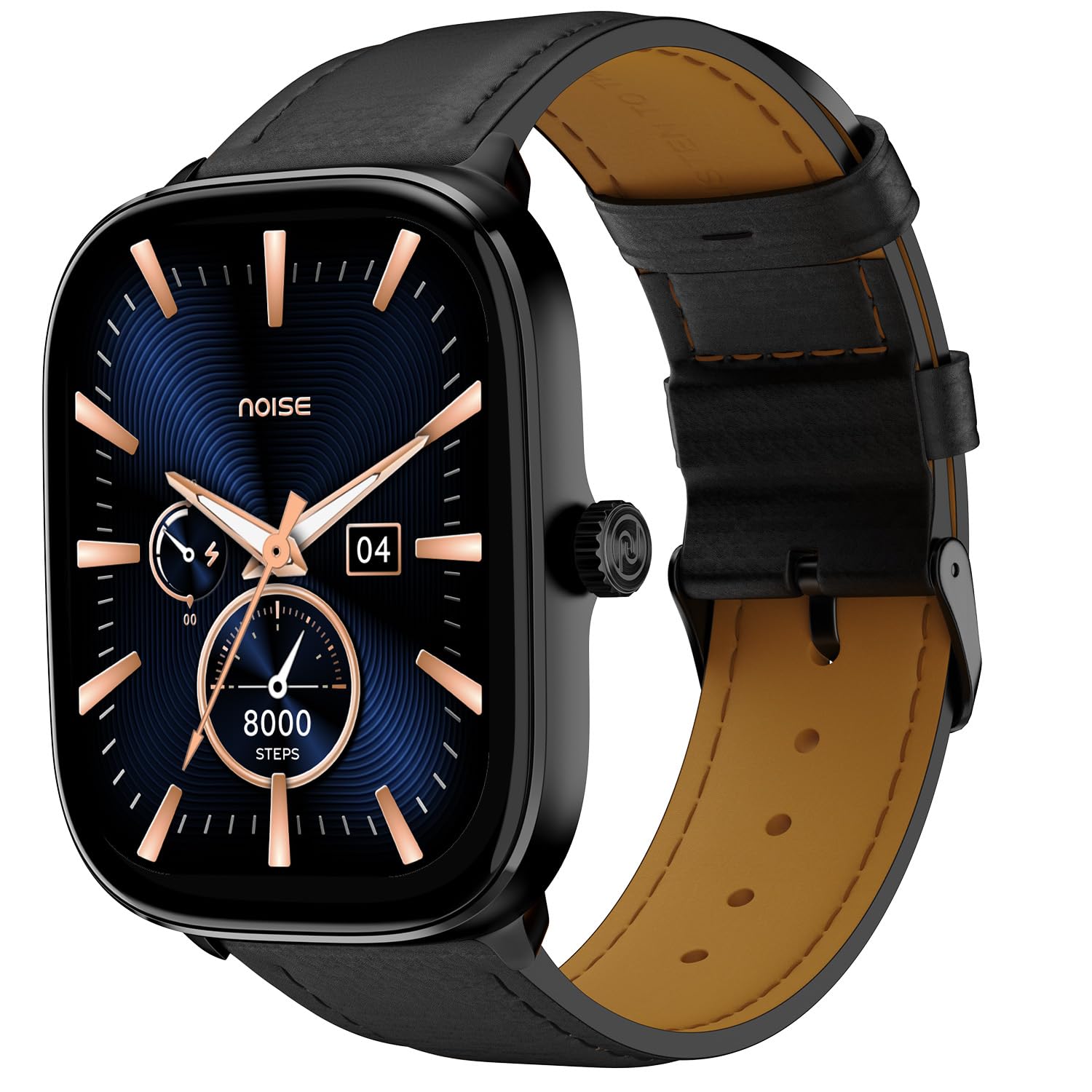 Noise New Macro Smart Watch with 2.0” HD Display,Metallic Finish BT Calling, Functional Crown, 7 Days Battery Life, Sleep Tracking, 200+ Watch Faces (Elite Black)