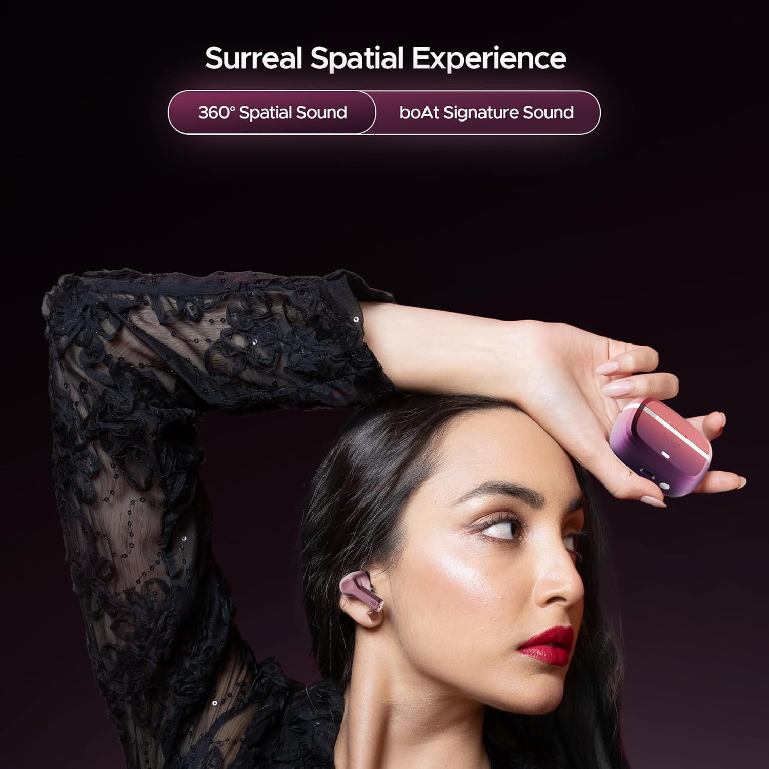 boAt Nirvana Space Truly Wireless in-Ear Earbuds w/ 360º Spatial Audio, ANC (~32dB),100HRS Playback,4 Mics w/AI-ENx™,in-Ear Detection,DLC Drivers, Multipoint Connectivity Ear Buds TWS (Cosmic Black)