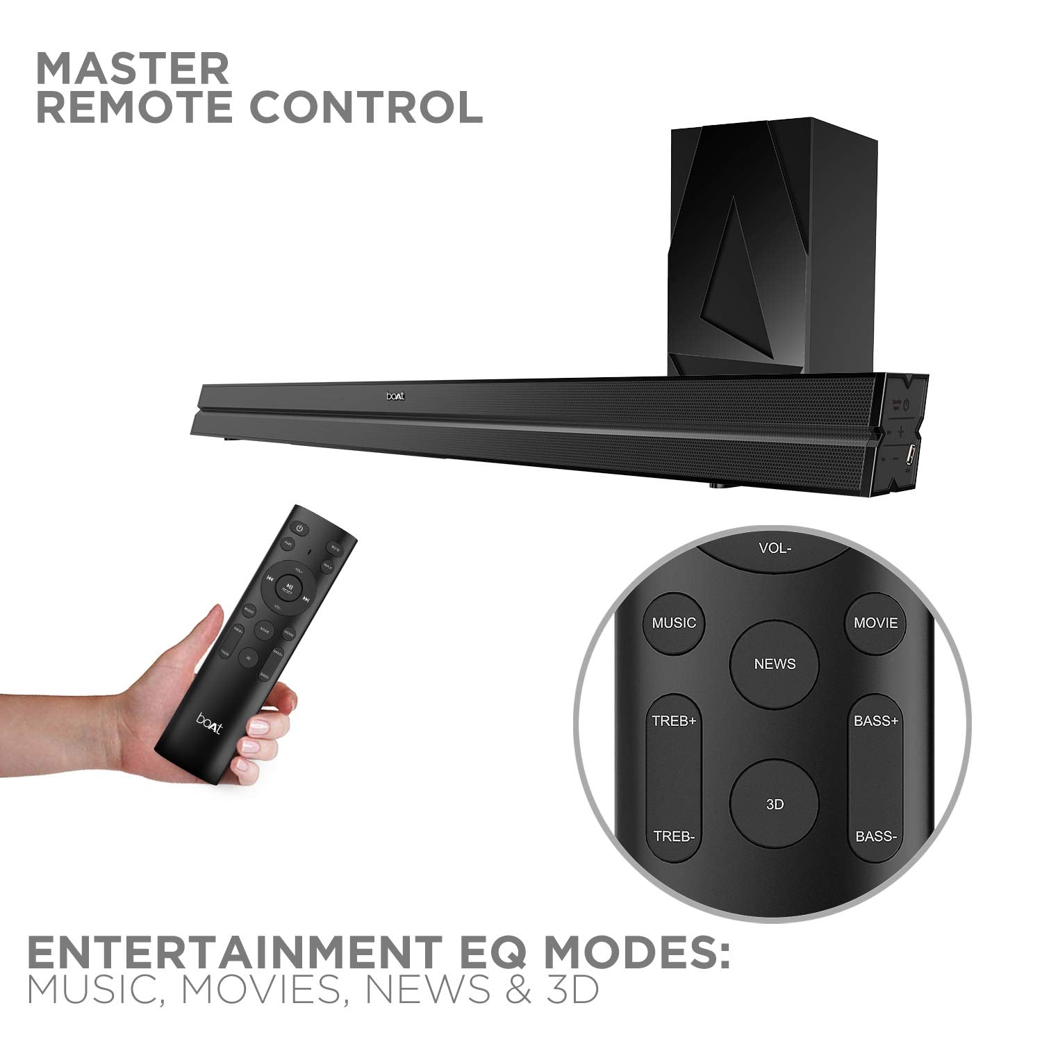 boAt Aavante Bar 4000DA with Dolby Atmos 3D 200 W Bluetooth Soundbar (Premium Black, 2.1 Channel)