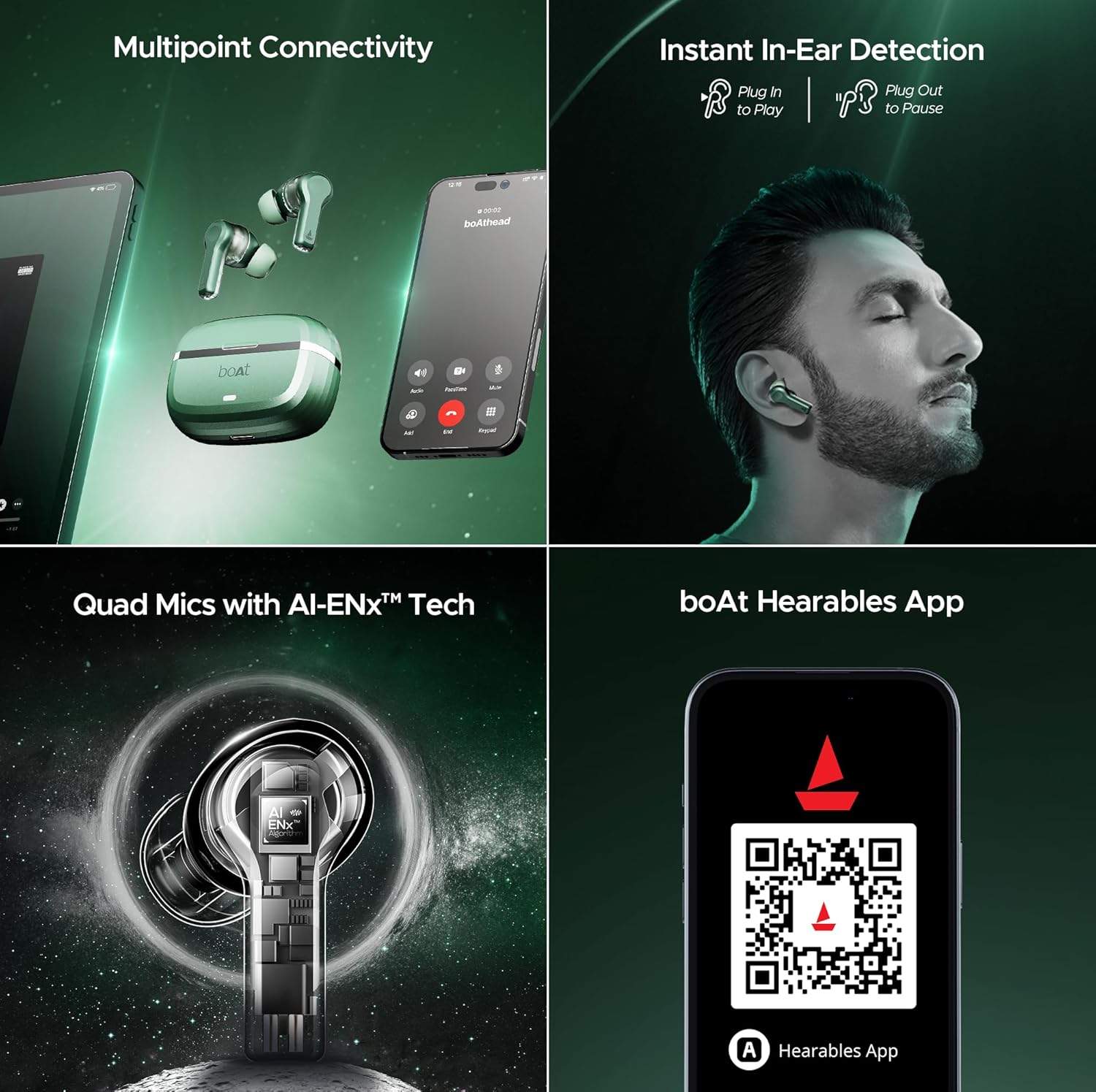 boAt Nirvana Space Truly Wireless in-Ear Earbuds w/ 360º Spatial Audio, ANC (~32dB),100HRS Playback,4 Mics w/AI-ENx™,in-Ear Detection,DLC Drivers, Multipoint Connectivity Ear Buds TWS (Cosmic Black)
