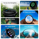 boAt Lunar Discovery w/ 1.39" (3.5 cm) HD Display, Turn-by-Turn Navigation, DIY Watch Face Studio, Bluetooth Calling, Emergency SOS, QR Tray, Smart Watch for Men & Women(Active Black)