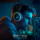boAt Rockerz 480 w/RGB LEDs, 6 Light Modes, 40mm Drivers, Beast Mode, 60hrs Playback, ENx Tech, BT v5.3, Adaptive Fit & Easy Access Controls, Bluetooth Headphones(Black Sabre)