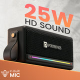 Portronics Harmony Mini 25W HD Premium Portable Bluetooth Speaker with Subwoofer, EQ Adjustment, 6 Hours Playtime, in-Built Mic,TWS Mode,RGB Lights, Bluetooth V5.3, Type C Fast Charging