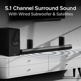 boAt Aavante Bar 3600 | 500W Bluetooth Soundbar, 5.1 Surround Sound System with Subwoofer and Wired Rear Speakers