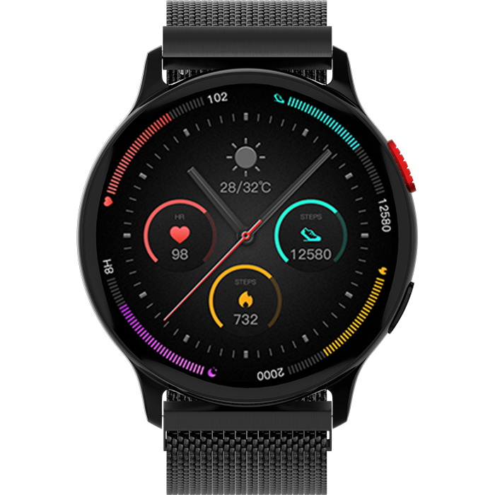 Fireboltt Torrent featuring 36.3mm always-on AMOLED round display, Bluetooth calling, voice assistant, health suite, 100+ sports modes, IP67 water resistant