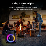 Toreto Party Box 60W Wireless Portable Party Speaker with Bluetooth 5.+EDR | RGB Dynamic Running Light Support TWS/USB/TF Card/AUX Input/Wireless Mic with Recording Feature & Remote