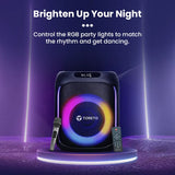 Toreto Party Box 60W Wireless Portable Party Speaker with Bluetooth 5.+EDR | RGB Dynamic Running Light Support TWS/USB/TF Card/AUX Input/Wireless Mic with Recording Feature & Remote